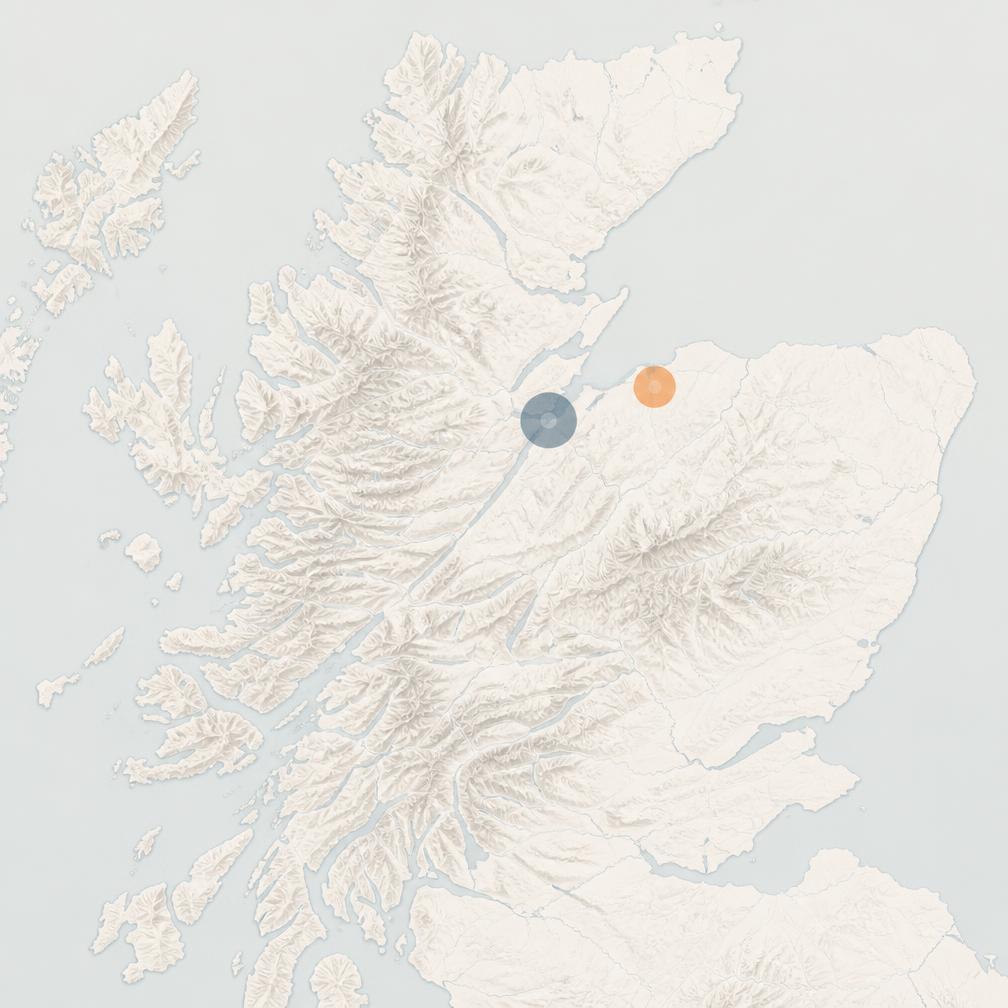 Map showing Hogg's MechElec coverage across the Scottish Highlands