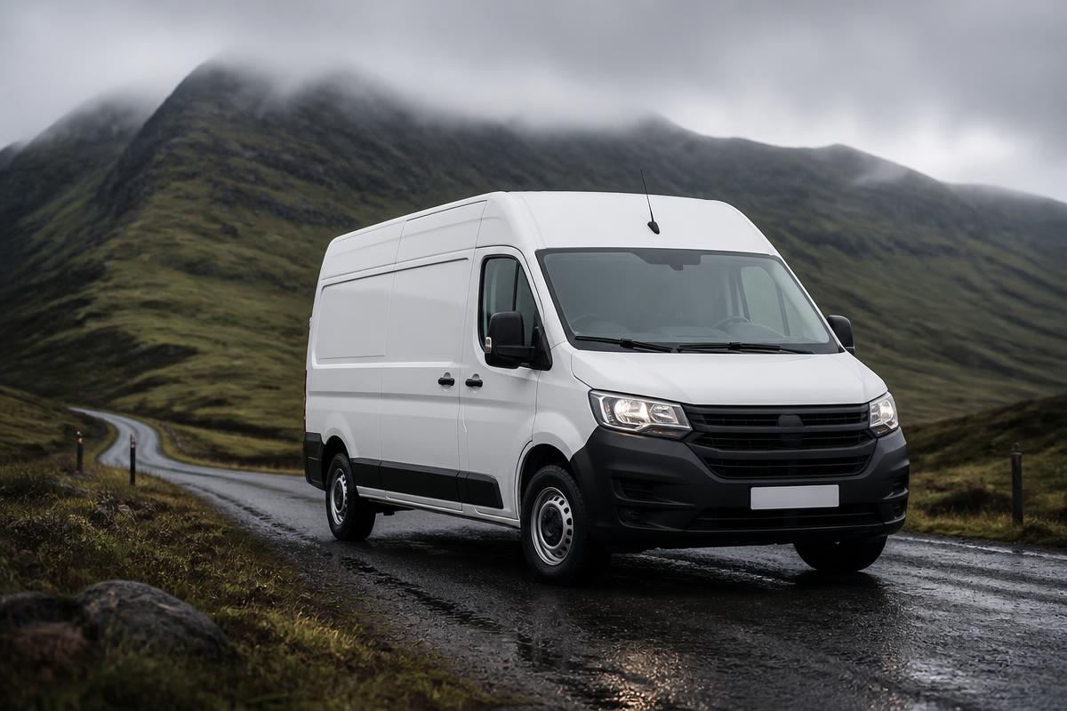 Hogg's MechElec mobile service van on a Highland road